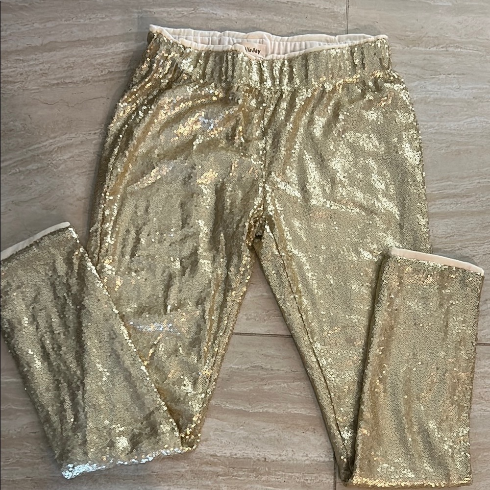 Gold Sequin  Leggings NWT size large